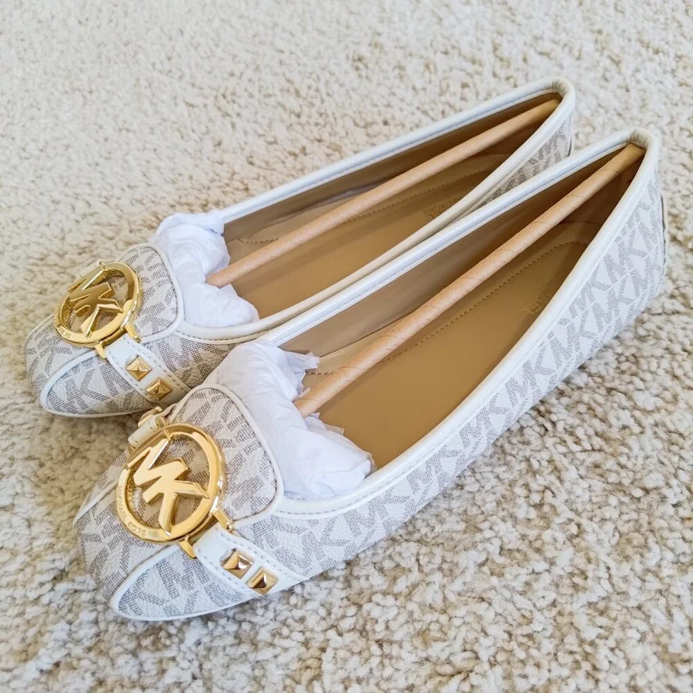 Michael Kors Fulton Studded Logo Moccasin size 7.5 color vanilla 49T8FUFR1B - Picture 11 of 15